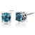 London Blue Topaz Stud Earrings Sterling Silver Round Cut 2 Cts