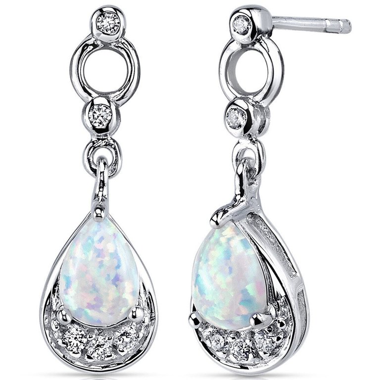 Opal Dangle Earrings Sterling Silver 1.00 Cts - .925 Sterling Silver