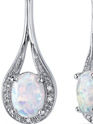 Opal Earrings Sterling Silver Oval Shape 3.50 Cts