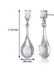 Opal Earrings Sterling Silver Oval Shape 3.50 Cts