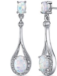 Opal Earrings Sterling Silver Oval Shape 3.50 Cts - White