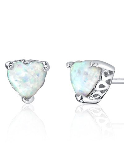Peora Opal Stud Earrings Sterling Silver Heart Shape 1.5 Carats product