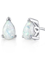 Opal Stud Earrings Sterling Silver Pear Shape 1.5 Carats - .925 Sterling Silver