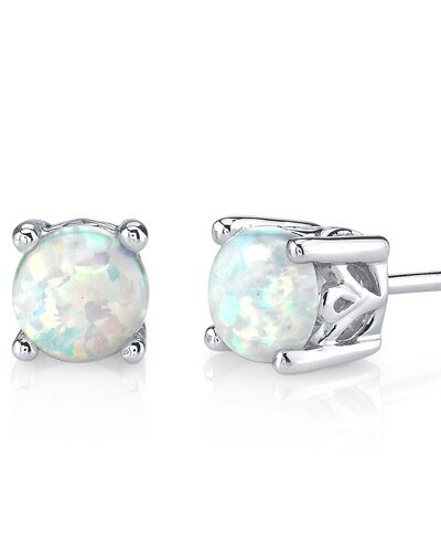 Peora Opal Stud Earrings Sterling Silver Round Shape 1.5 Carats product