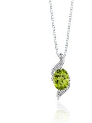 Peridot Pendant Necklace Sterling Silver Oval Shape