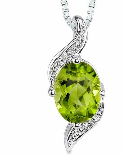 Peora Peridot Pendant Necklace Sterling Silver Oval Shape product