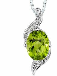 Peridot Pendant Necklace Sterling Silver Oval Shape - Sterling silver