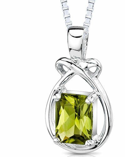 Peora Peridot Pendant Necklace Sterling Silver Radiant 1.5 Carats product