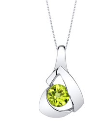 Peridot Sterling Silver Chiseled Pendant Necklace - Peridot/Silver