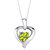 Peridot Sterling Silver Heart in Heart Pendant Necklace - Peridot/Sterling Silver