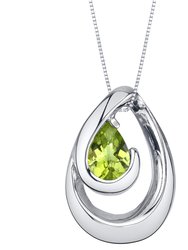 Peridot Sterling Silver Wave Pendant Necklace - Sterling silver/Green