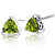 Peridot Stud Earrings Sterling Silver Trillion Shape 1.5 Carats