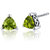 Peridot Stud Earrings Sterling Silver Trillion Shape 1.5 Carats - Green