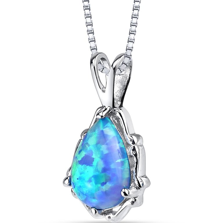 Powder Blue Opal Stala Pendant Necklace Sterling Silver - Sterling Silver