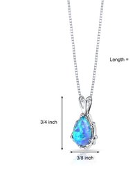 Powder Blue Opal Stala Pendant Necklace Sterling Silver