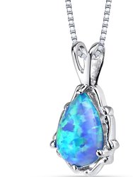 Powder Blue Opal Stala Pendant Necklace Sterling Silver - Sterling Silver