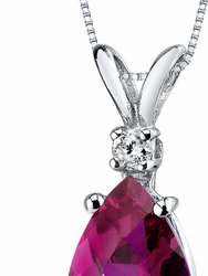 Ruby Pendant Necklace 14 Karat White Gold Pear Shape 2.49 Carats