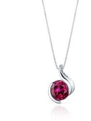 Ruby Pendant Necklace Sterling Silver Round Shape