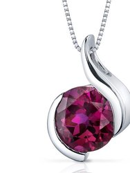 Ruby Pendant Necklace Sterling Silver Round Shape - Ruby/Sterling Silver