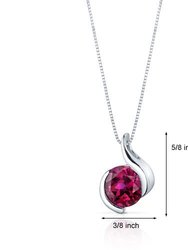 Ruby Pendant Necklace Sterling Silver Round Shape