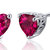 Ruby Stud Earrings Sterling Silver Heart Shape 2 Carats