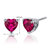 Ruby Stud Earrings Sterling Silver Heart Shape 2 Carats