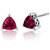 Ruby Stud Earrings Sterling Silver Trillion Shape 2 Carats - Red