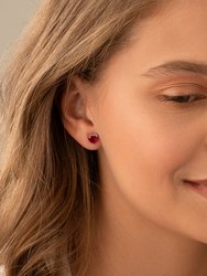 Ruby Stud Earrings Sterling Silver Trillion Shape 2 Carats