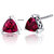 Ruby Stud Earrings Sterling Silver Trillion Shape 2 Carats