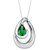 Simulated Emerald Sterling Silver Wave Pendant Necklace - Green