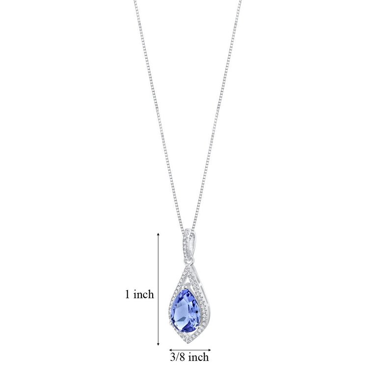 Simulated Tanzanite Sterling Silver Regal Pendant Necklace