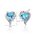 Swiss Blue Topaz Earrings Sterling Silver Heart Shape 1 Carats