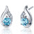 Swiss Blue Topaz Earrings Sterling Silver Round Shape 1 Carats - Grey