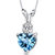 Swiss Blue Topaz Pendant 14 Karat White Gold Heart - 14k white gold