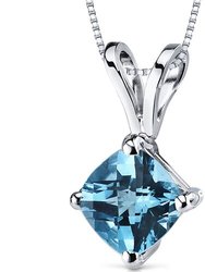 Swiss Blue Topaz Pendant Necklace 14 Karat White Gold 1.03 Carat - Blue Topaz