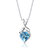 Swiss Blue Topaz Pendant Necklace Sterling Silver Heart 3 Carat
