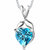 Swiss Blue Topaz Pendant Necklace Sterling Silver Heart 3 Carat - Blue