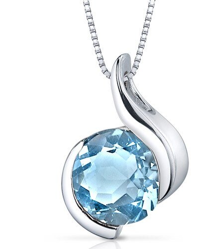 Peora Swiss Blue Topaz Pendant Sterling Silver Round 2.25 Carats product