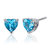 Swiss Blue Topaz Stud Earrings Sterling Silver Heart Shape 2 Ct - Blue
