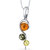 Three Stone Amber Pendant Sterling Silver Green Honey Cognac - Silver