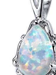 White Opal Pendant Necklace Sterling Silver Pear 1.5 Carats