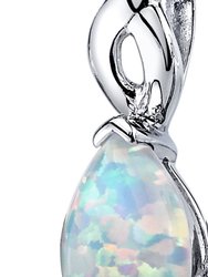 White Opal Pendant Necklace Sterling Silver Pear 1.75 Carats