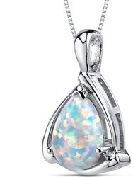 White Opal Pendant Necklace Sterling Silver Pear - Sterling silver