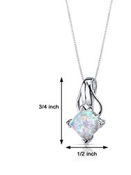 White Opal Pendant Necklace Sterling Silver Princess