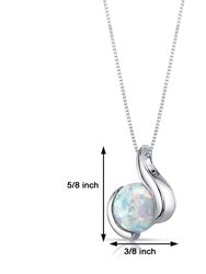 White Opal Pendant Necklace Sterling Silver Round 1.75 Carats