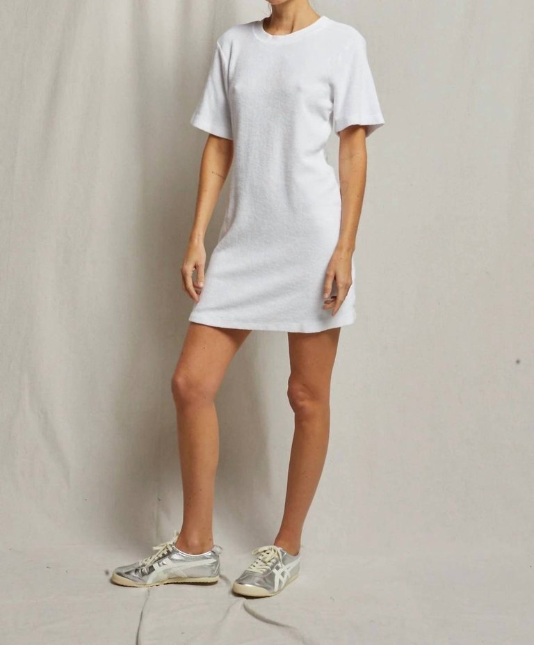 Emilia Loop Terry Tee Dress In White