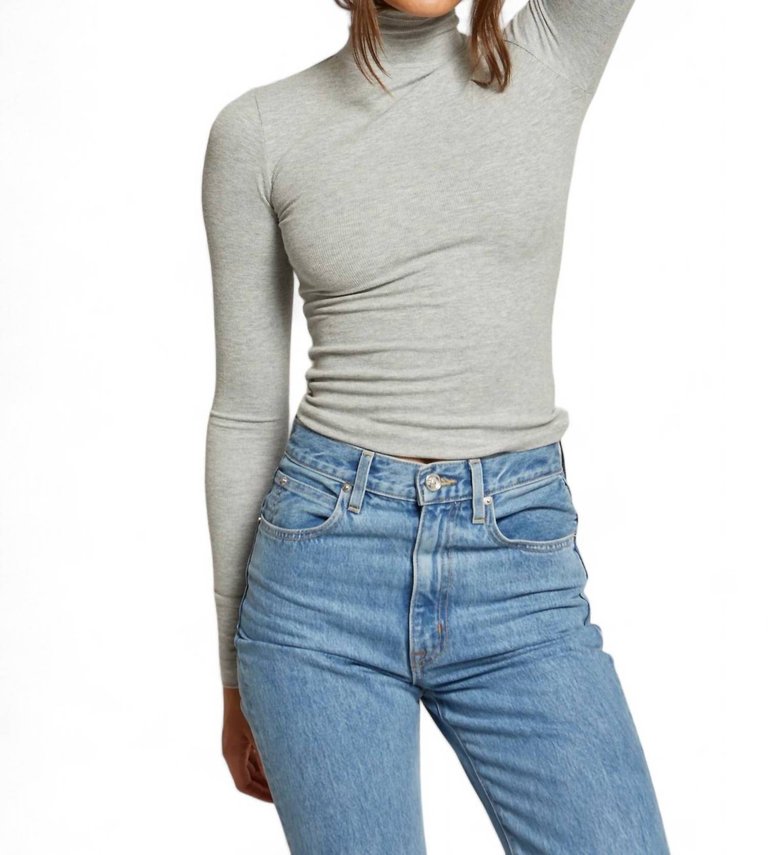 Hayden Turtleneck Top In Heather Grey - Heather Grey