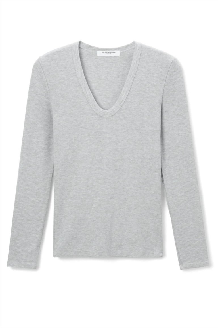 Robyn Long Sleeve Tee In Heather Grey - Heather Grey