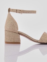 Glitter Gold Sandal-Strap Heels