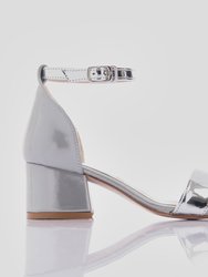 Kids Silver Sandal-Strap Heels